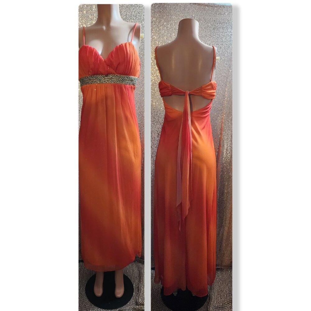 Orange Rhinestone Dress